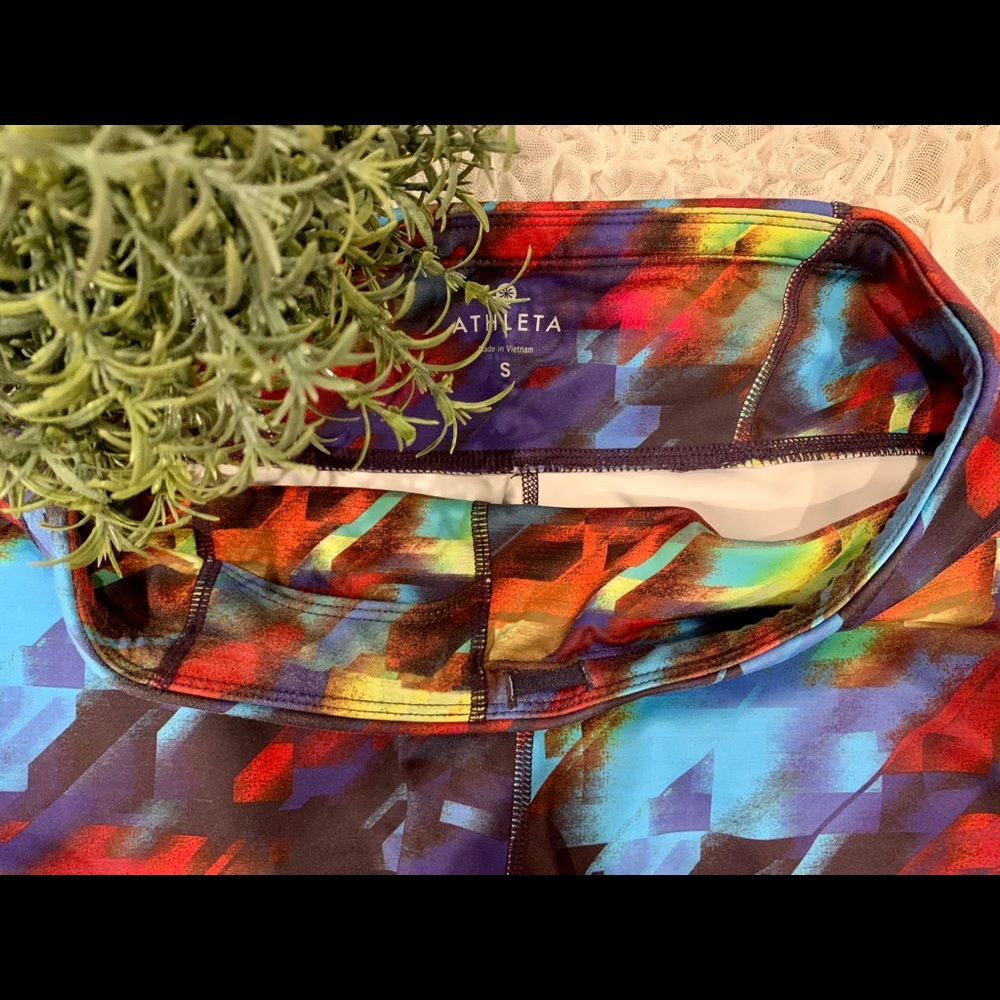Athleta Sonar Colorburst Yoga Workout Run Tights - Picture 6 of 8
